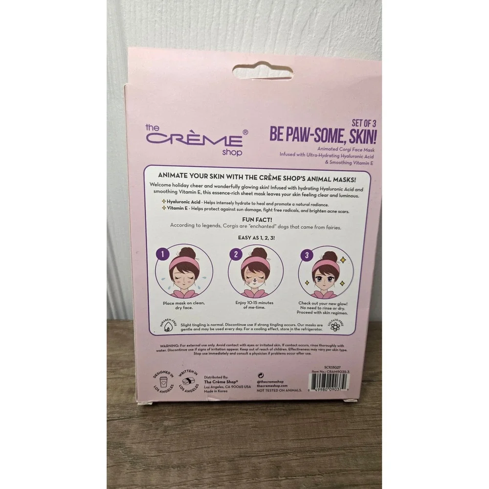 The Creme Shop Be Paw-Some Skin Animated Corgi Face Mask Set of 3